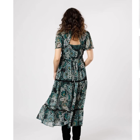 Band of the Free Emerald Chelo Floral Maxi Dress Size Medium - Picture 2 of 4